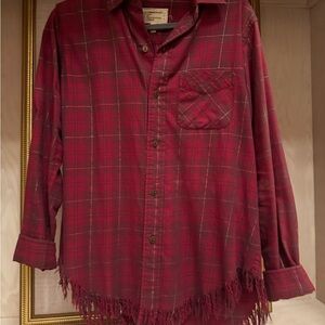 Current/Elliott Burgundy Plaid Shirt